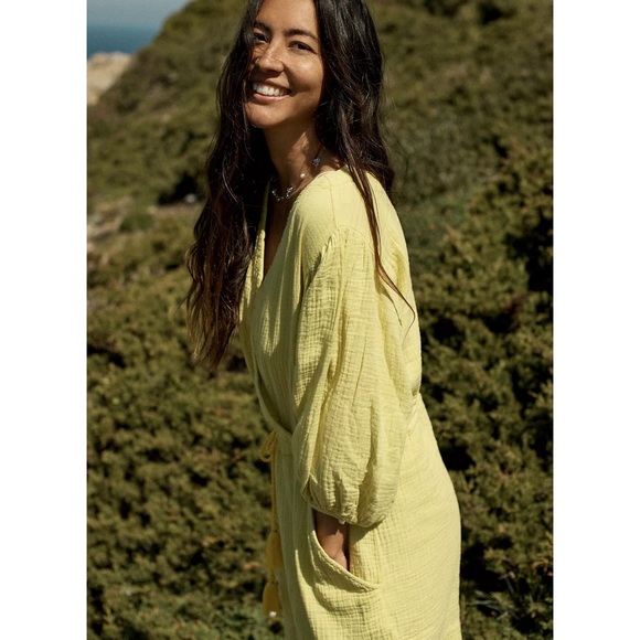 Anthropologie Celia Gauzy Romper Bright Yellow NWT SZ XL - Picture 4 of 16